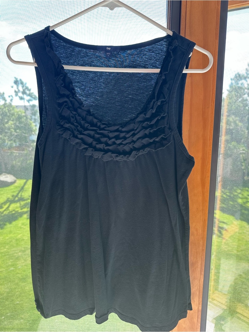GAP Black Ruffle Scoop-Neck Tank